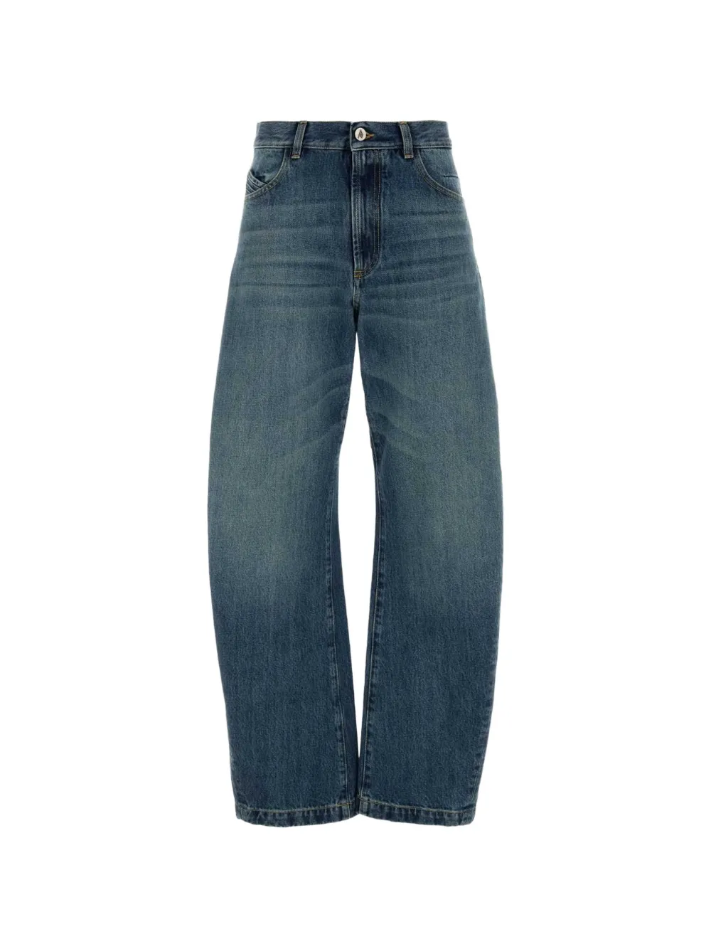 The Attico buckle-strap barrel-leg jeans - Blu