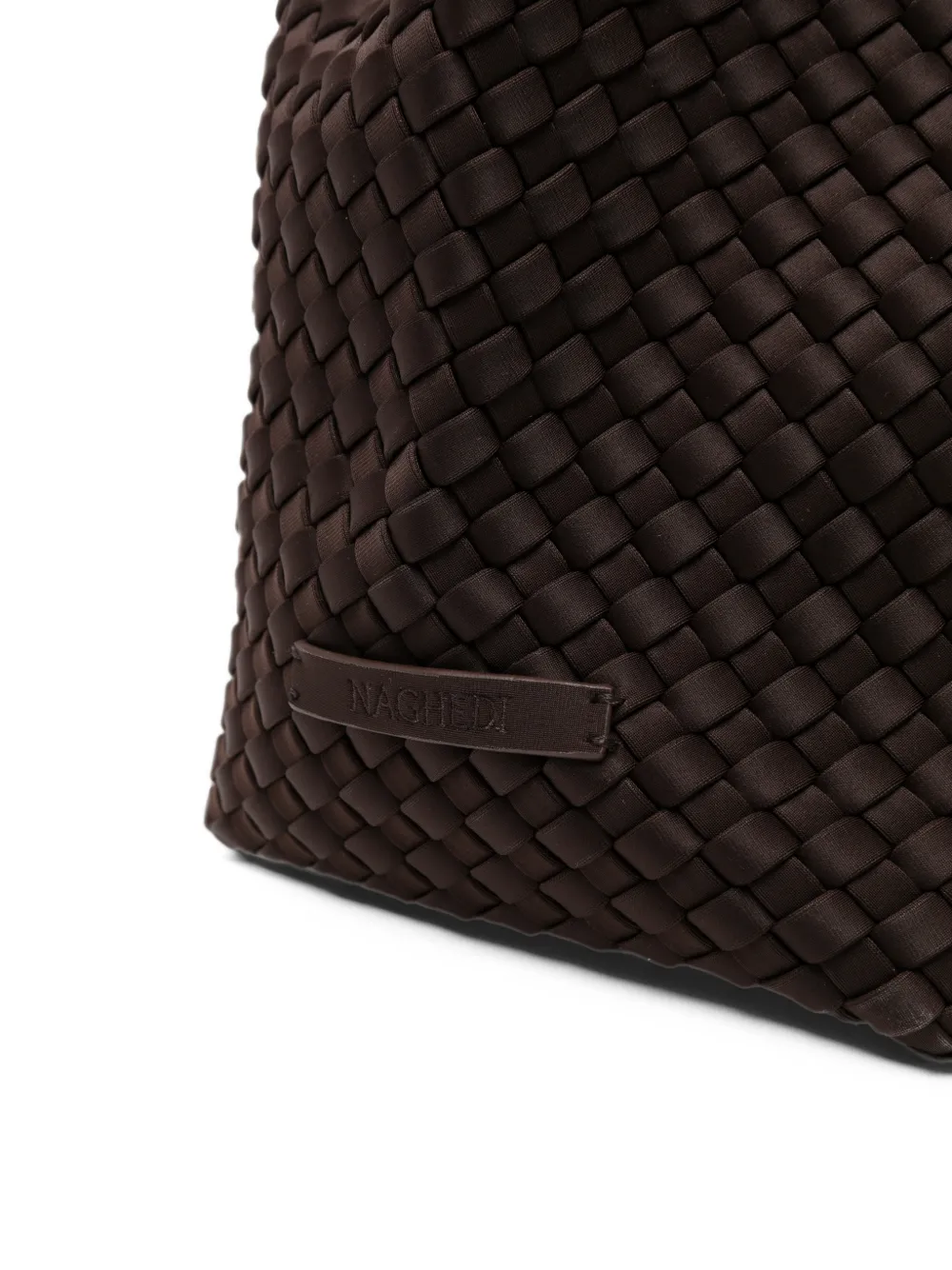 NAGHEDI large Mercer woven bucket bag Bruin