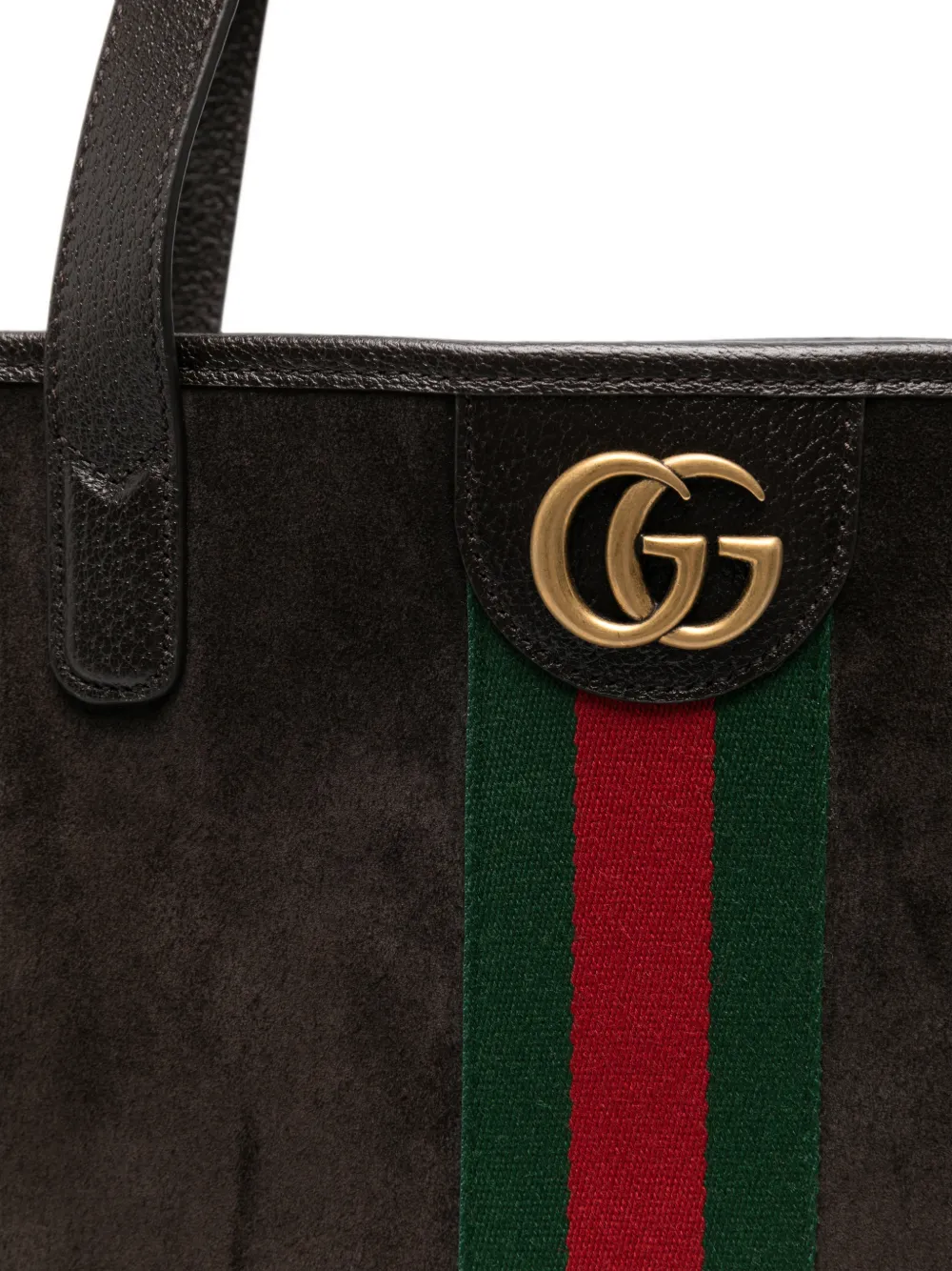 Gucci Suède schoudertas met Web-streep Bruin