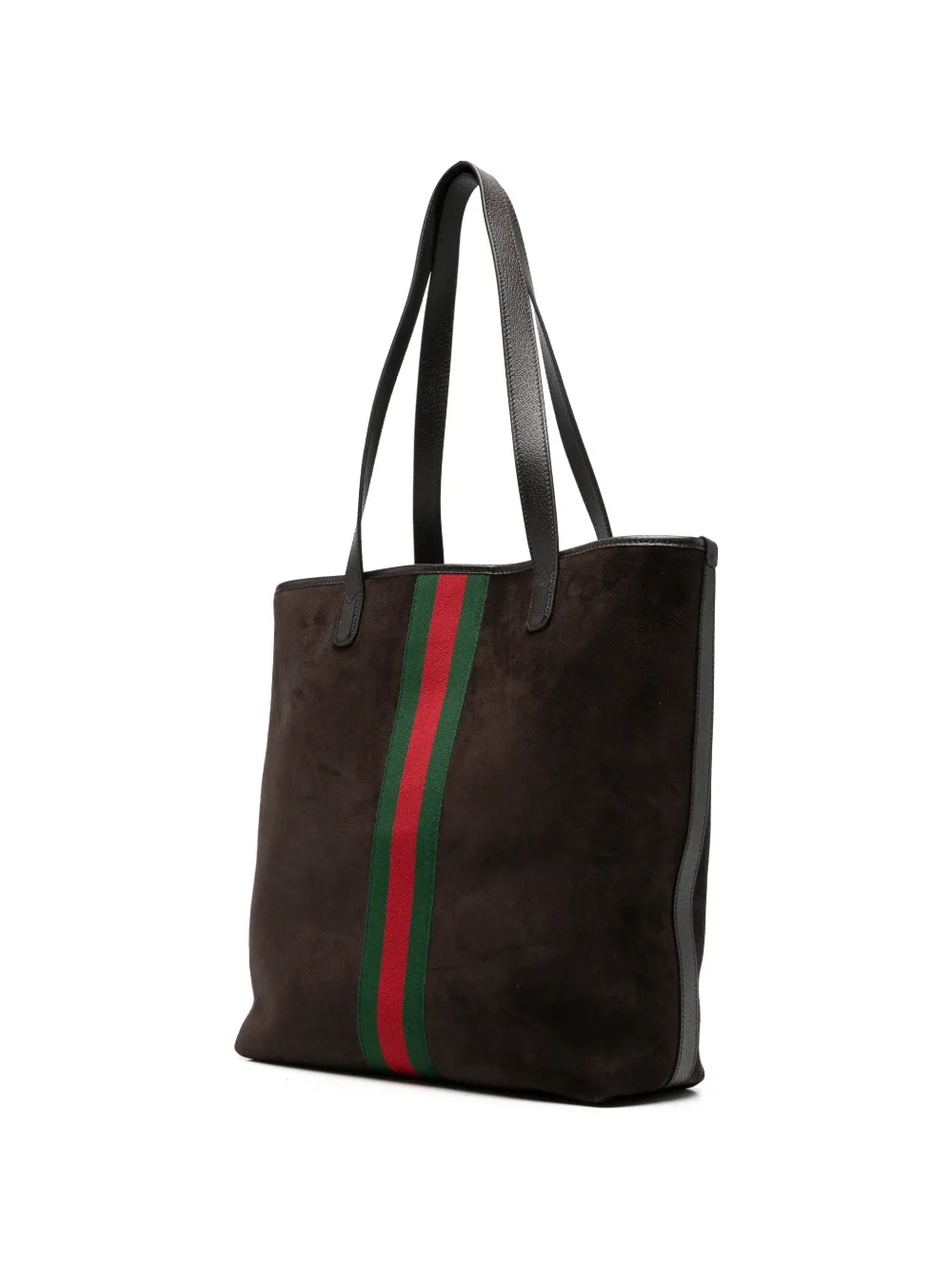 Gucci Suède schoudertas met Web-streep Bruin