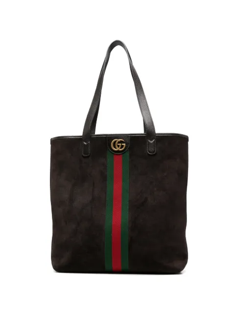 Gucci web-stripe suede shoulder bag
