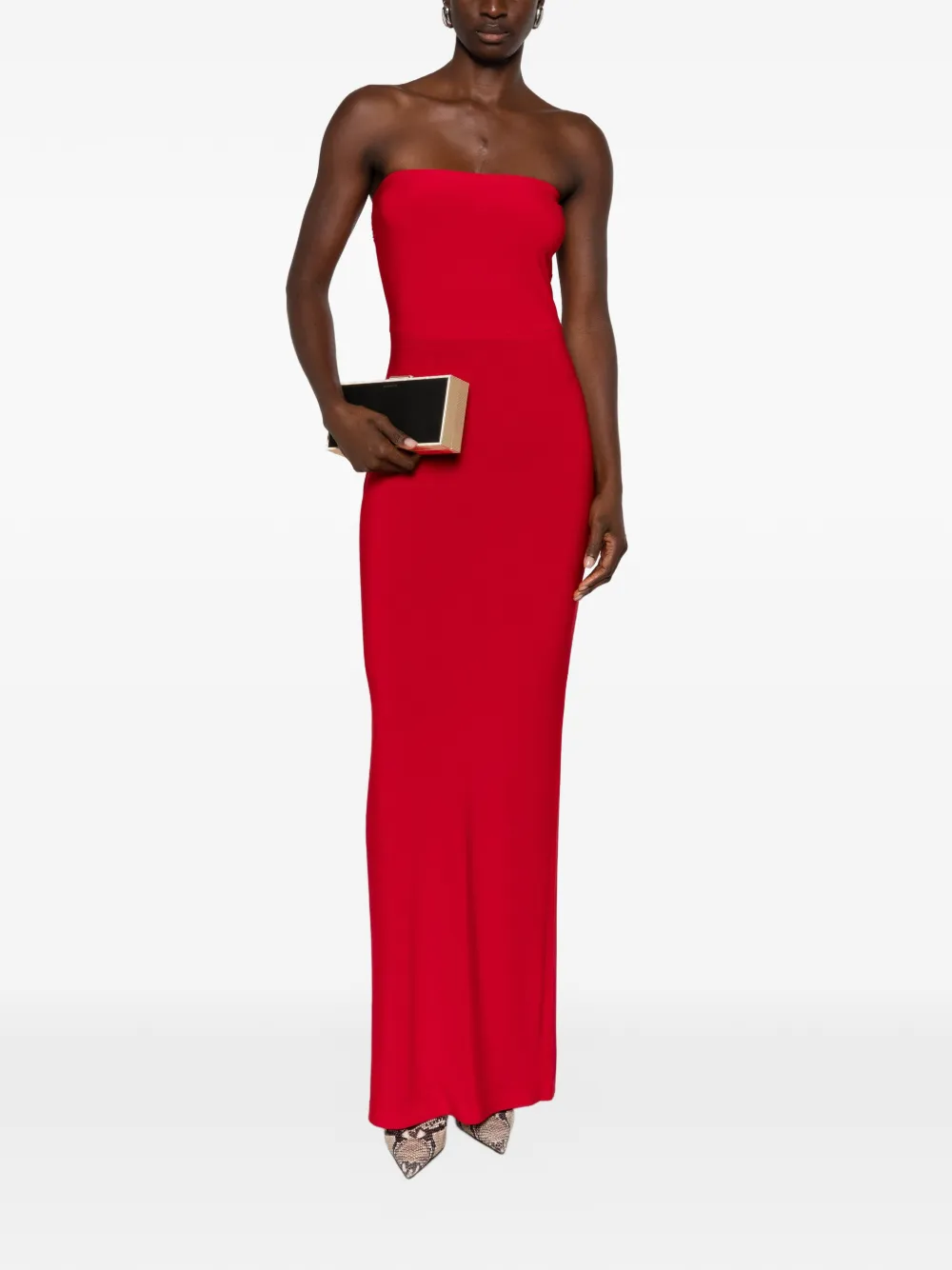 Norma Kamali strapless maxi dress Rood