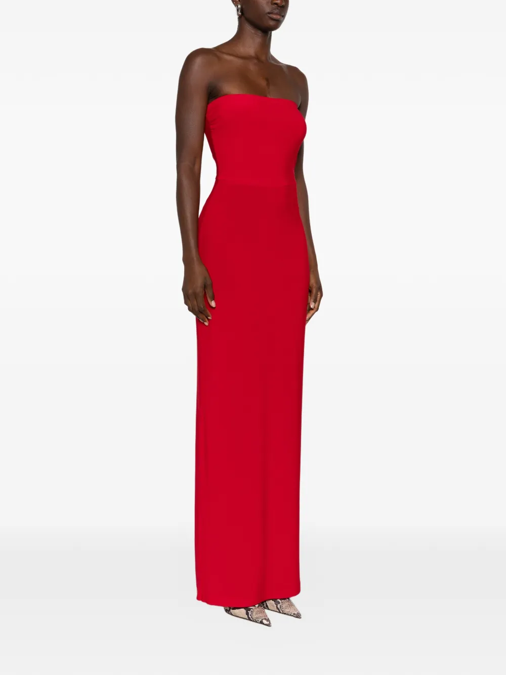 Norma Kamali strapless maxi dress Rood