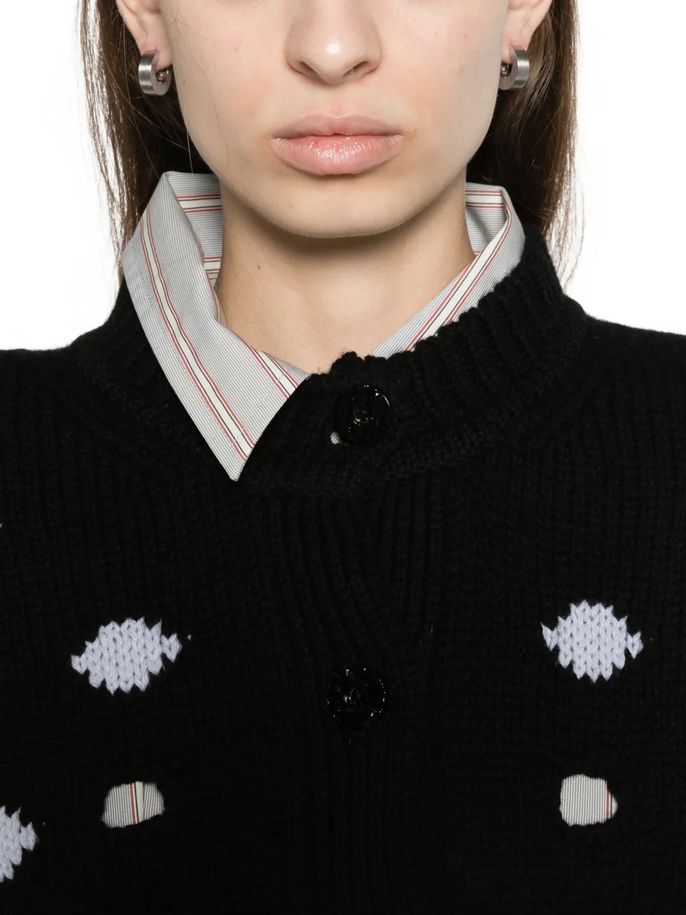Marni open-work spot cardigan Zwart