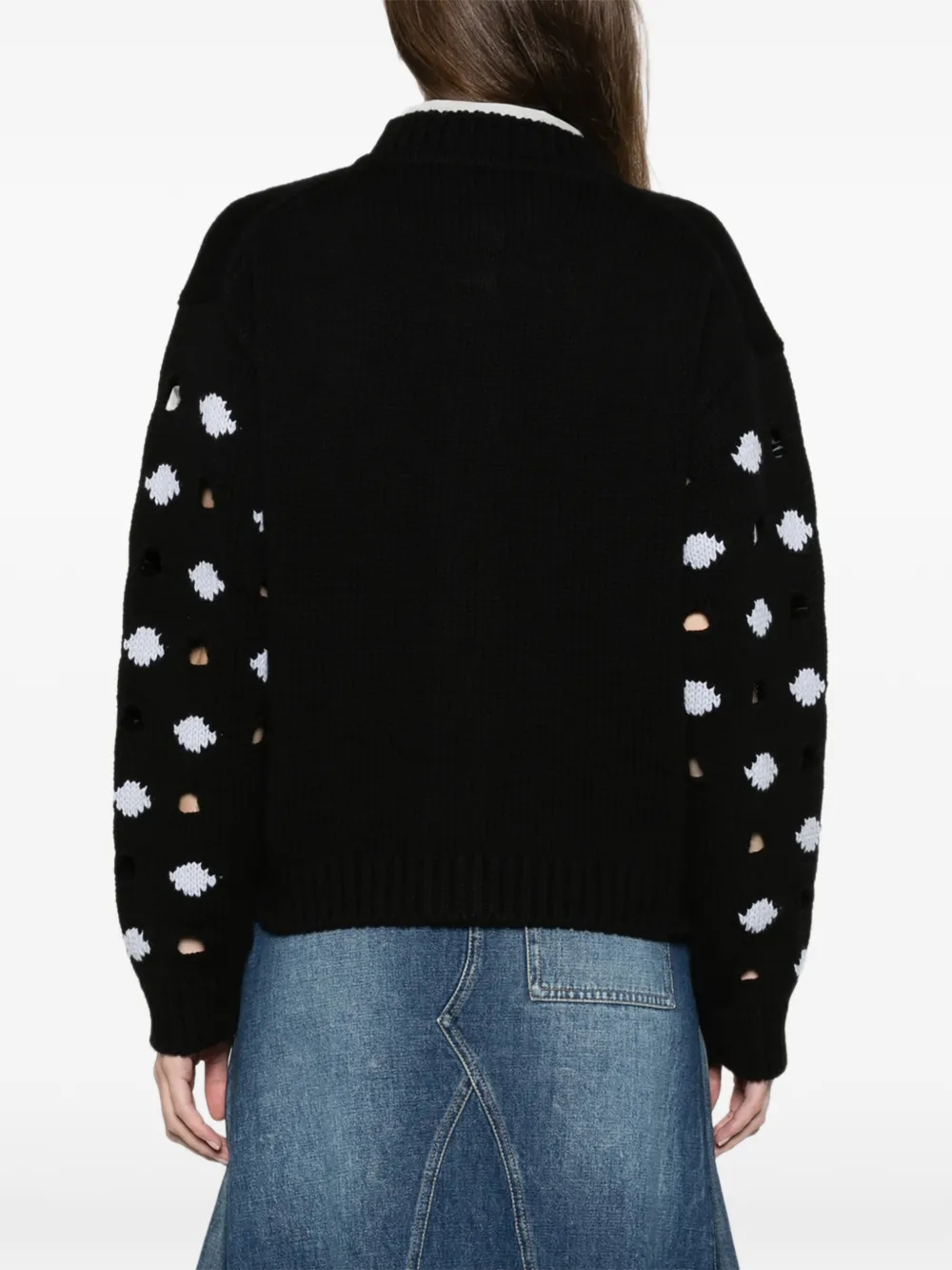 Marni open-work spot cardigan Zwart