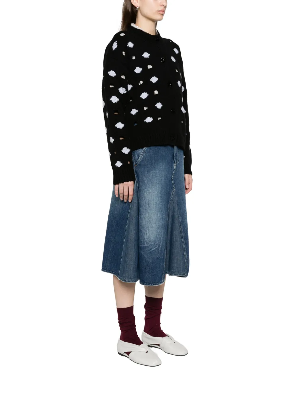 Marni open-work spot cardigan Zwart