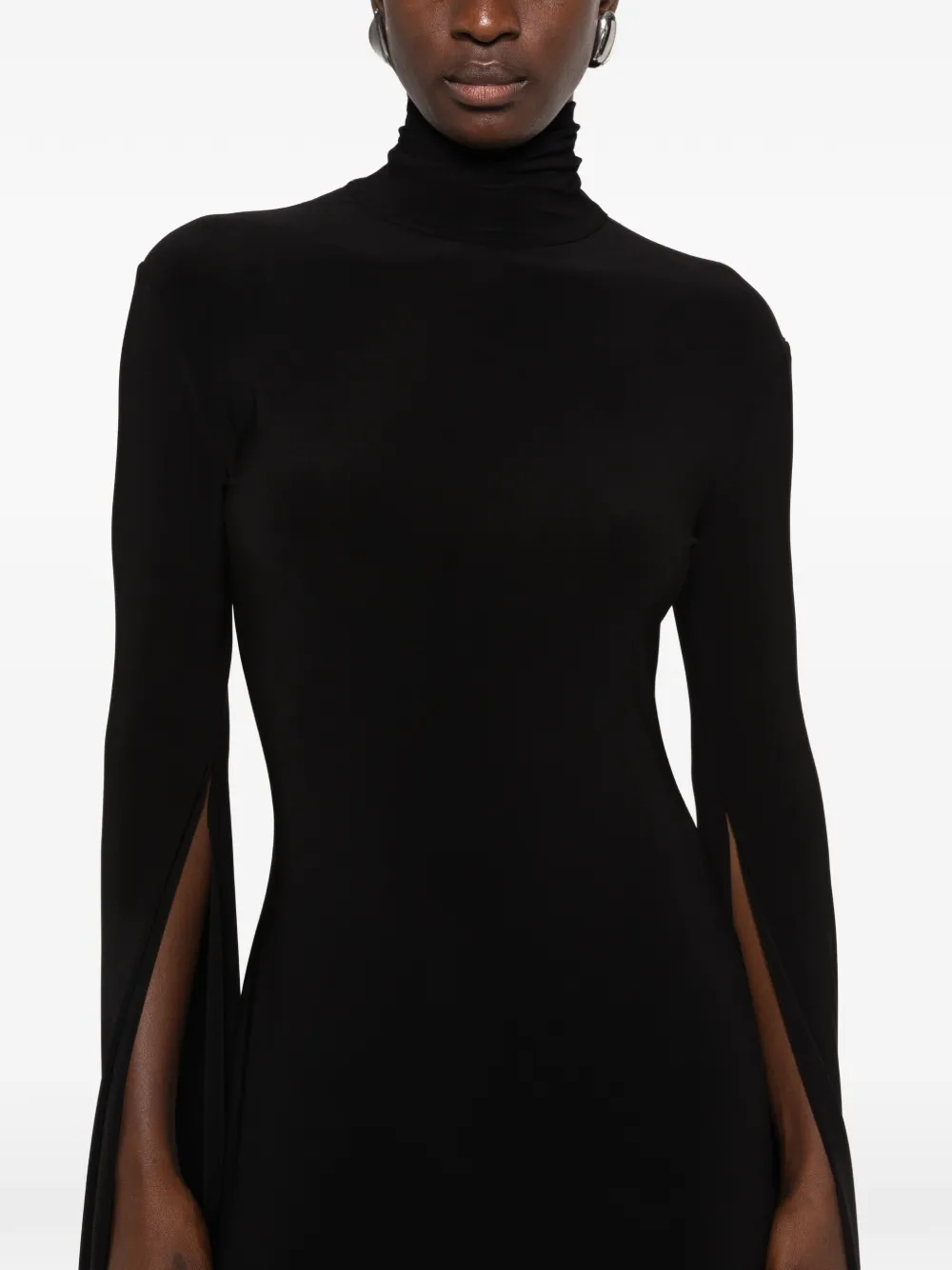 Norma Kamali open-back ribbon-sleeve gown Zwart