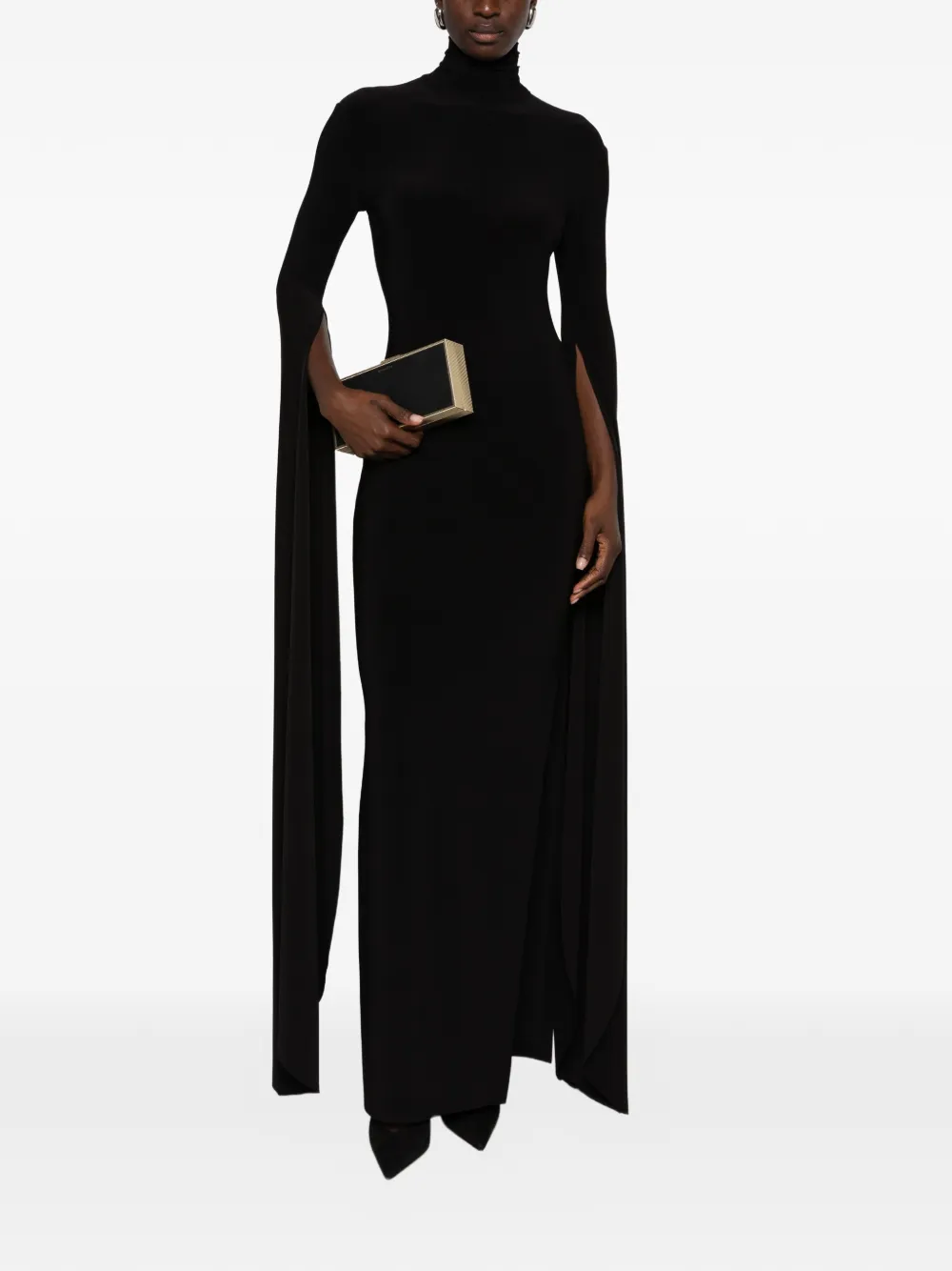 Norma Kamali open-back ribbon-sleeve gown Zwart