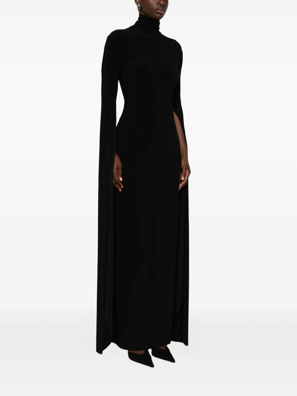 Norma Kamali open-back ribbon-sleeve gown Zwart