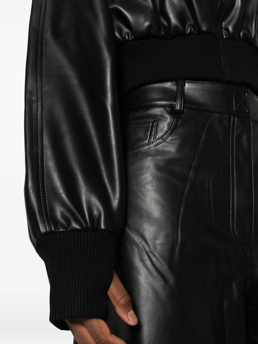 Norma Kamali oversized cropped bomber jacket Zwart