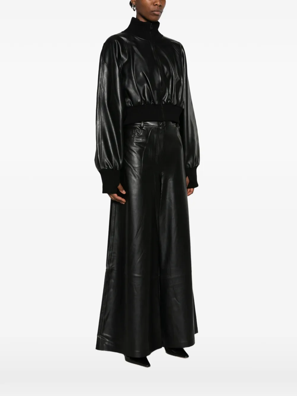 Norma Kamali oversized cropped bomber jacket Zwart