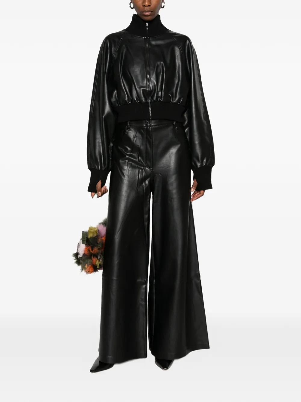 Norma Kamali oversized cropped bomber jacket Zwart