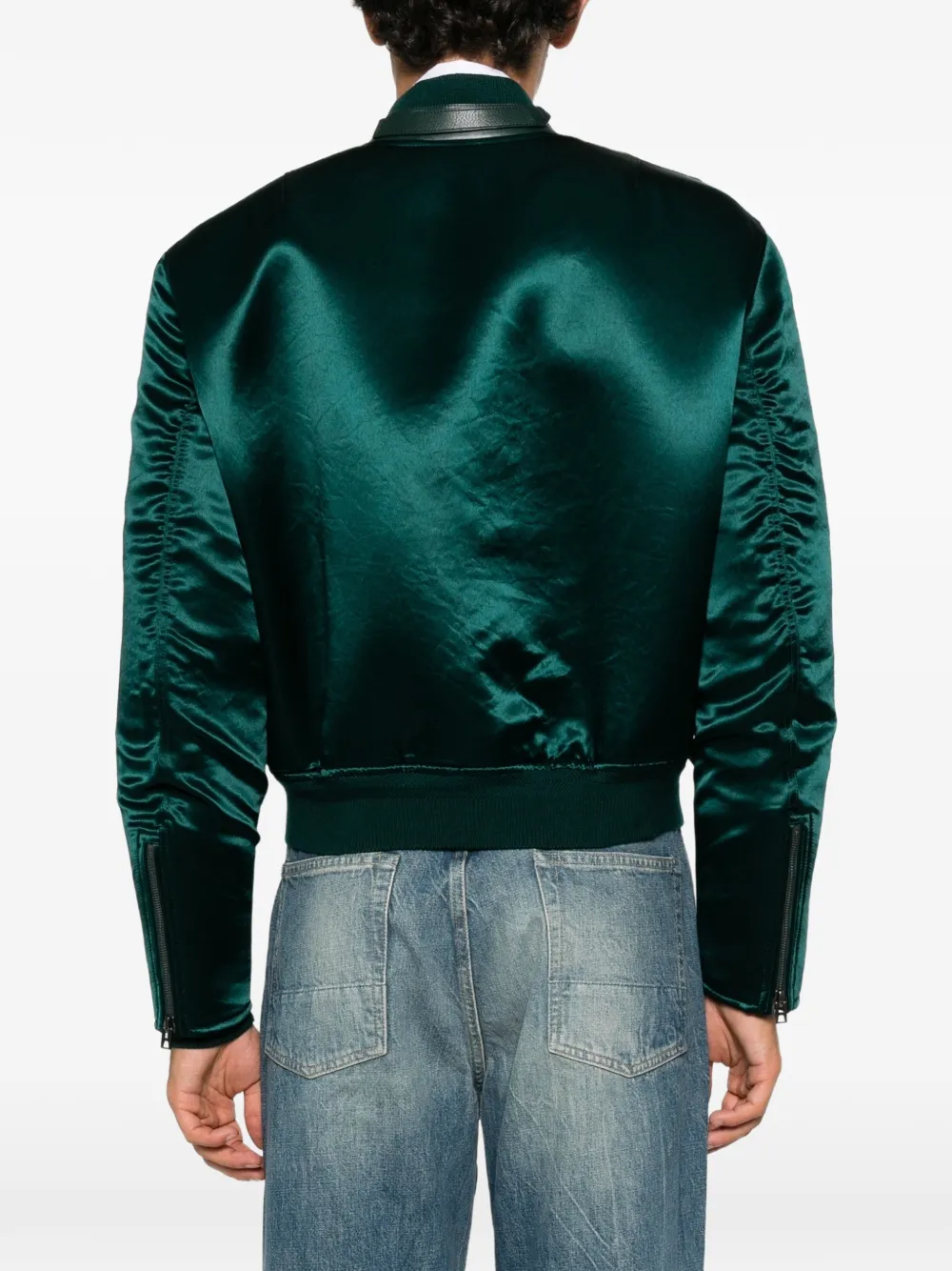 TOM FORD Satijnen bomberjack in biker-stijl Groen