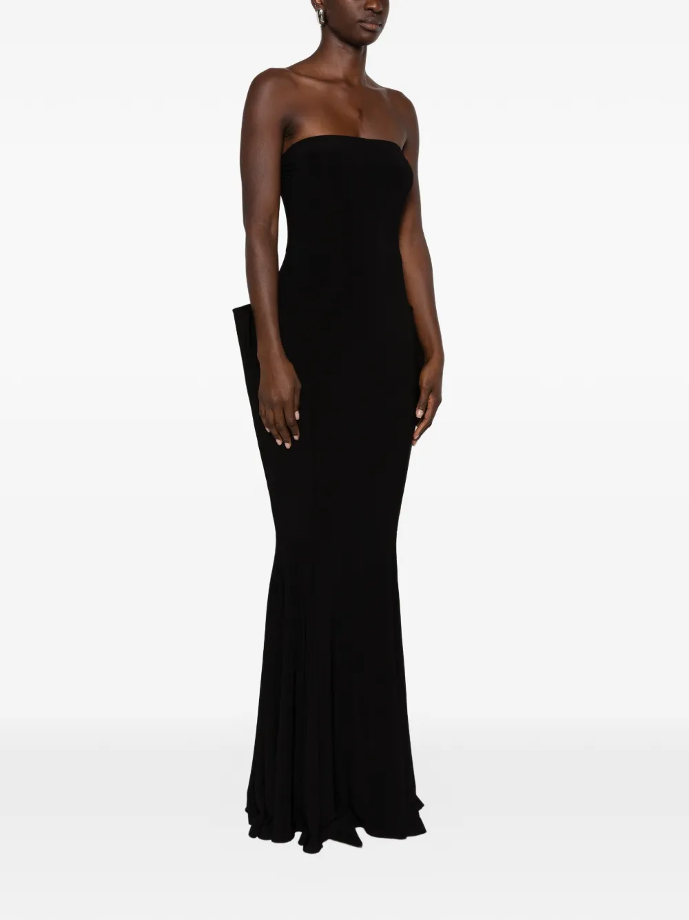 Norma Kamali strapless wing-detail fishtail gown Zwart