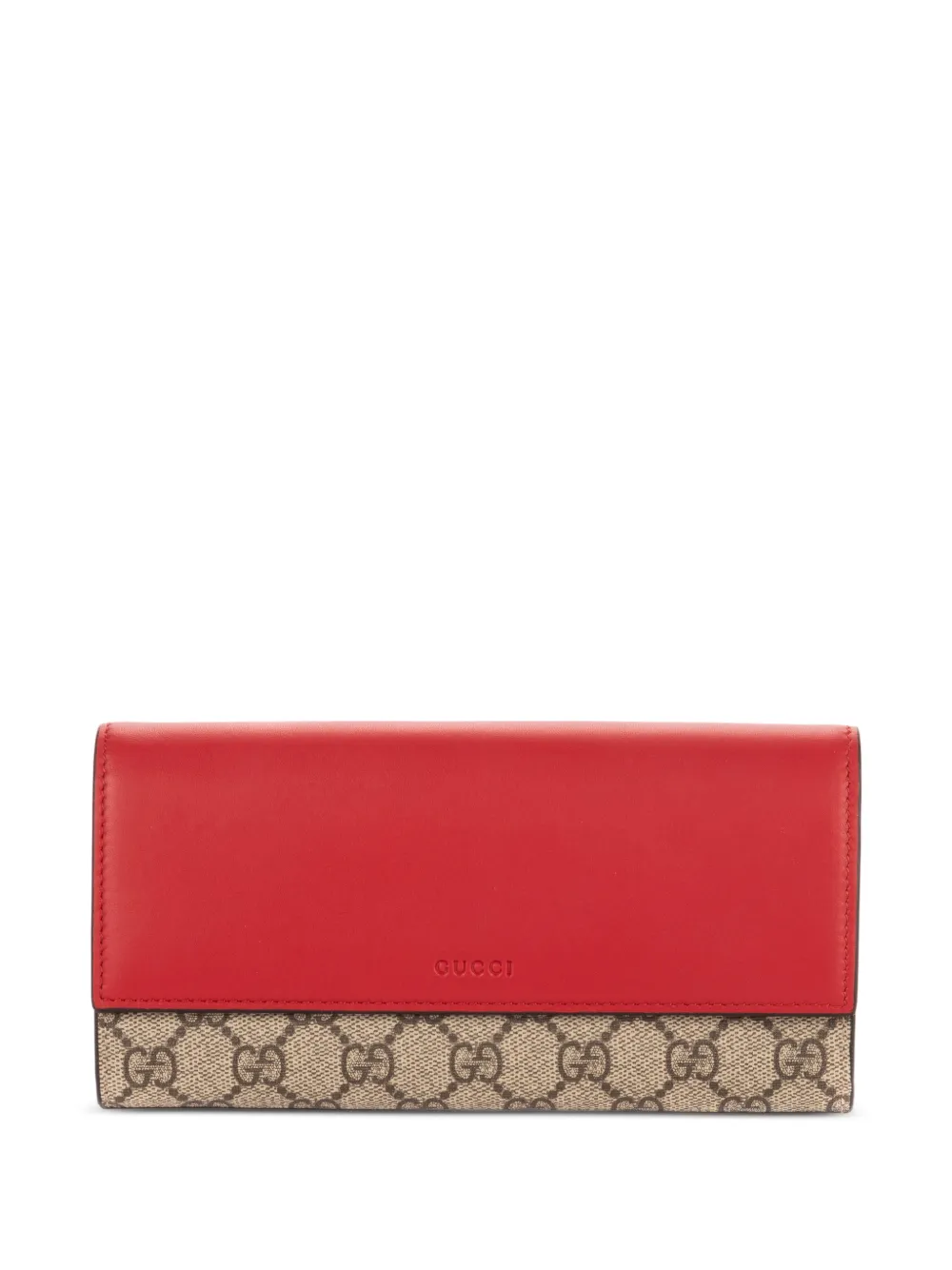 Gucci Pre-Owned GG Supreme French Flap long wallet - Rosso