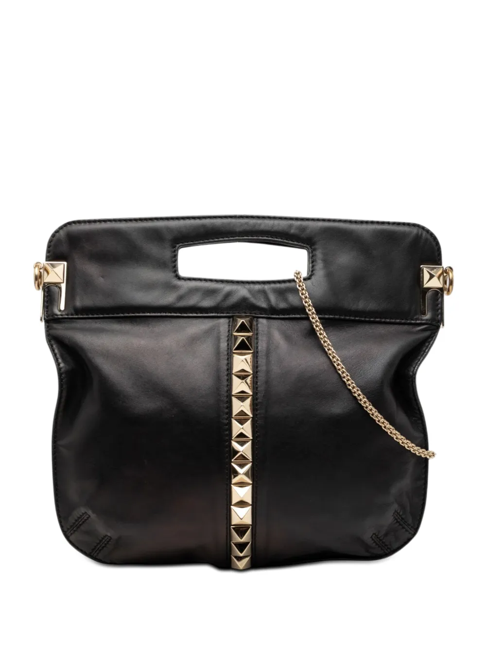 Valentino Garavani Pre-Owned 2000-2017 Smooth Calfskin Rockstud Cut Out Handle satchel - Nero