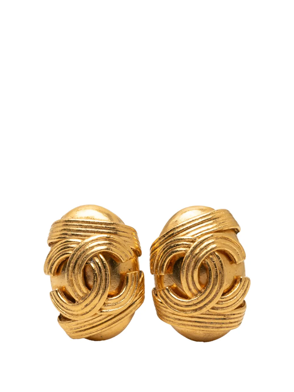 CHANEL Pre-Owned 1994 CC Gold Plated Oval Clip On Earrings costume earrings - Oro