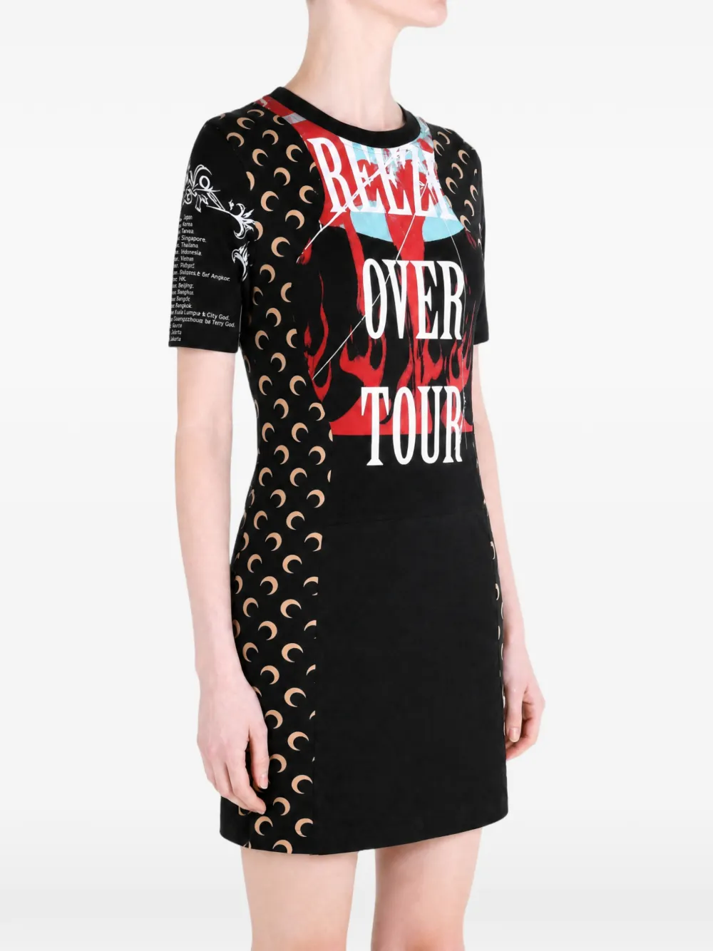 Marine Serre Crescent Moon mini-jurk met grafische print Zwart