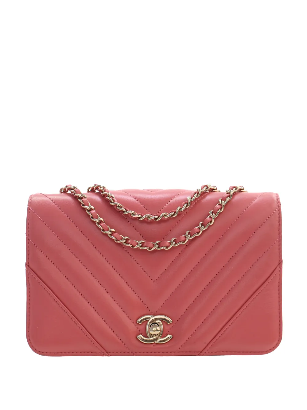 CHANEL Pre-Owned 2019 Mini Chevron Calfskin Statement Flap crossbody bag - Rosa
