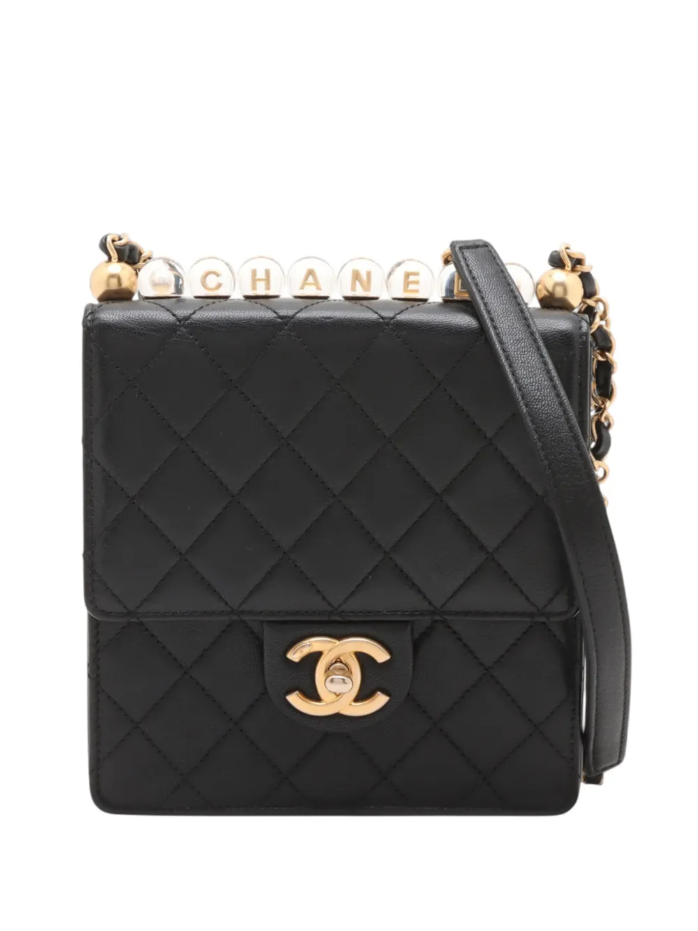 CHANEL Pre-Owned 2019 Small Quilted Lambskin Chic Pearls Flap crossbody bag - Nero
