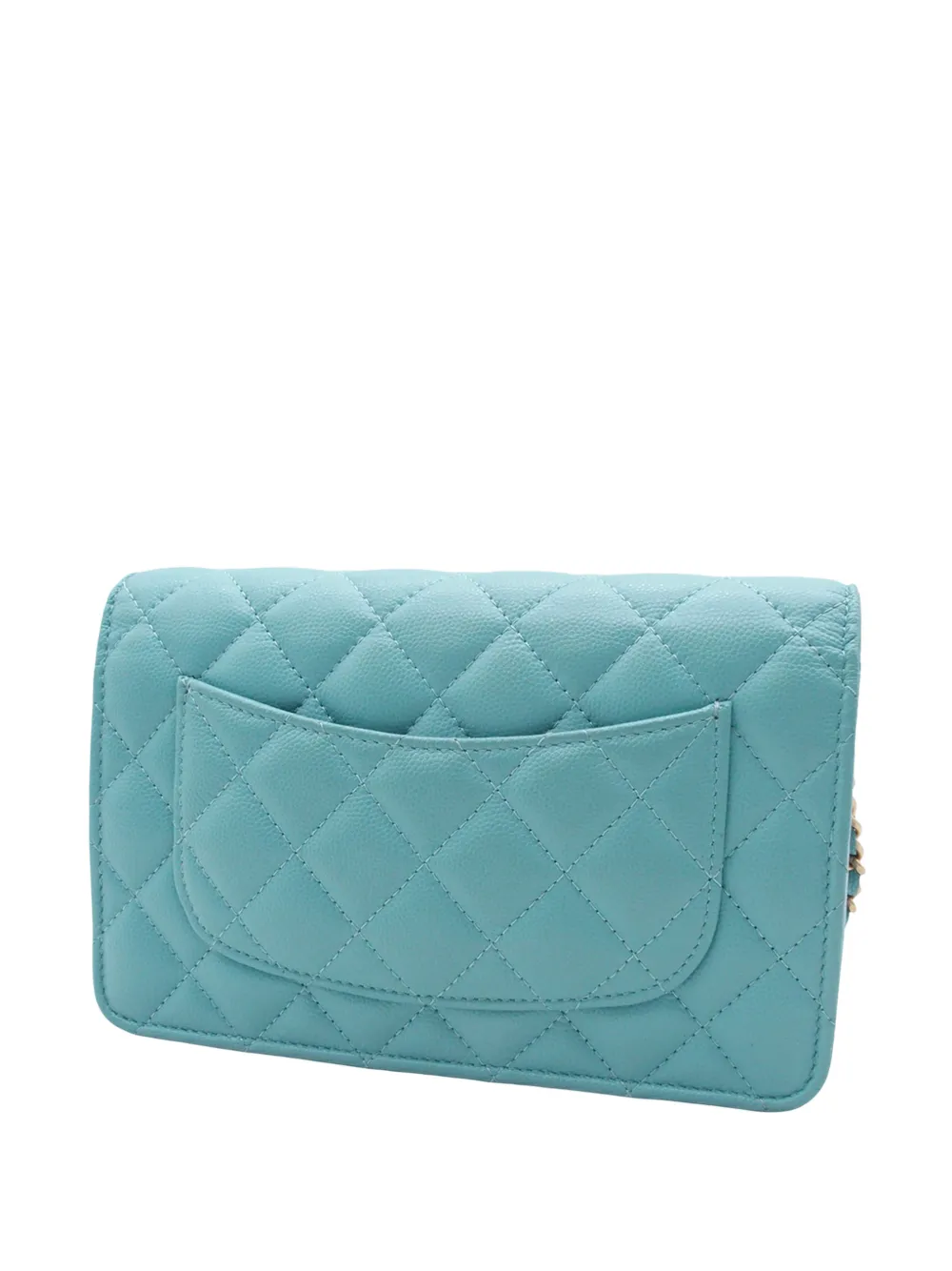 CHANEL Pre-Owned 2021-2026 CC Quilted Caviar Glitter Roller Skate Wallet On Chain crossbody bag - Blu