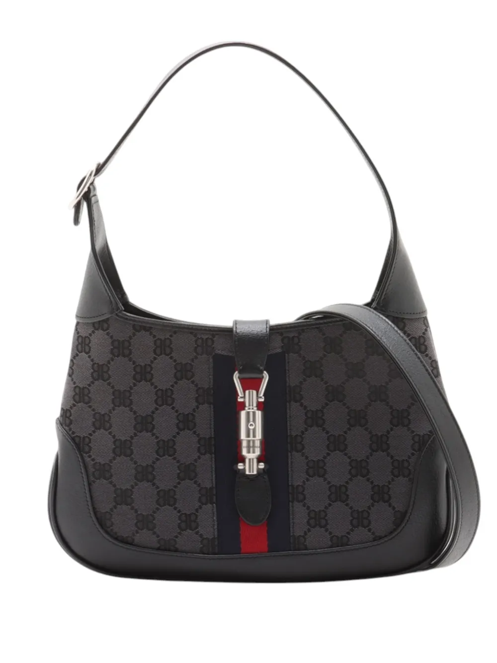 Gucci Pre-Owned 2018-2026 Balenciaga The Hacker Project Small GG Canvas Web Jackie 1961 crossbody bag - Nero