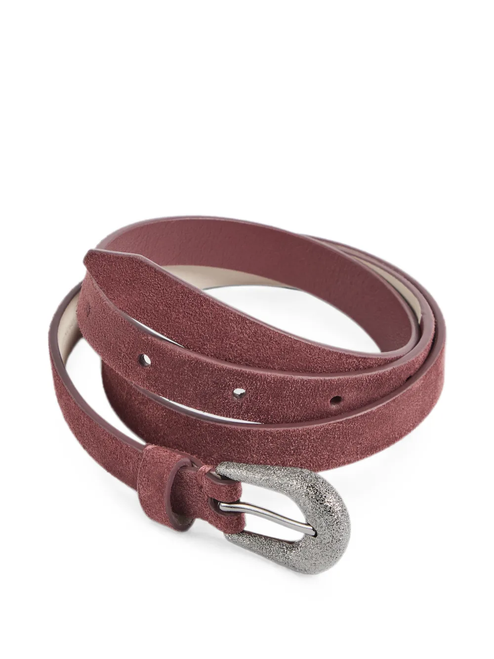 Brunello Cucinelli Kids Suède riem met glanzende gesp Rood