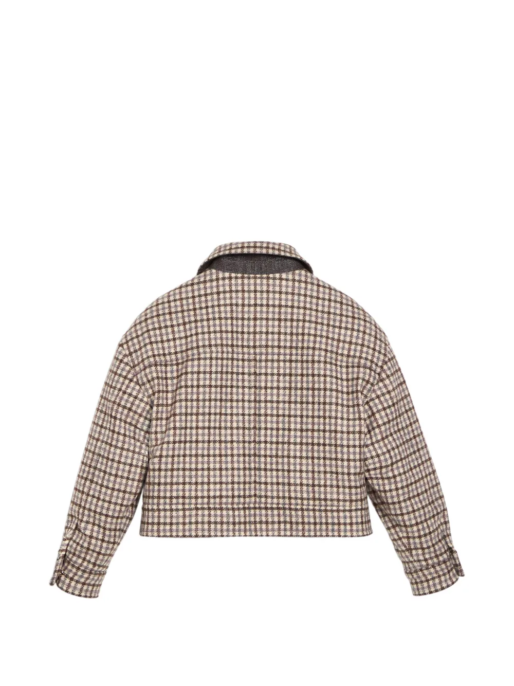 Brunello Cucinelli Kids Geruit wollen en alpaca jack met Thermore voering en Monili-verfraaiing Beige