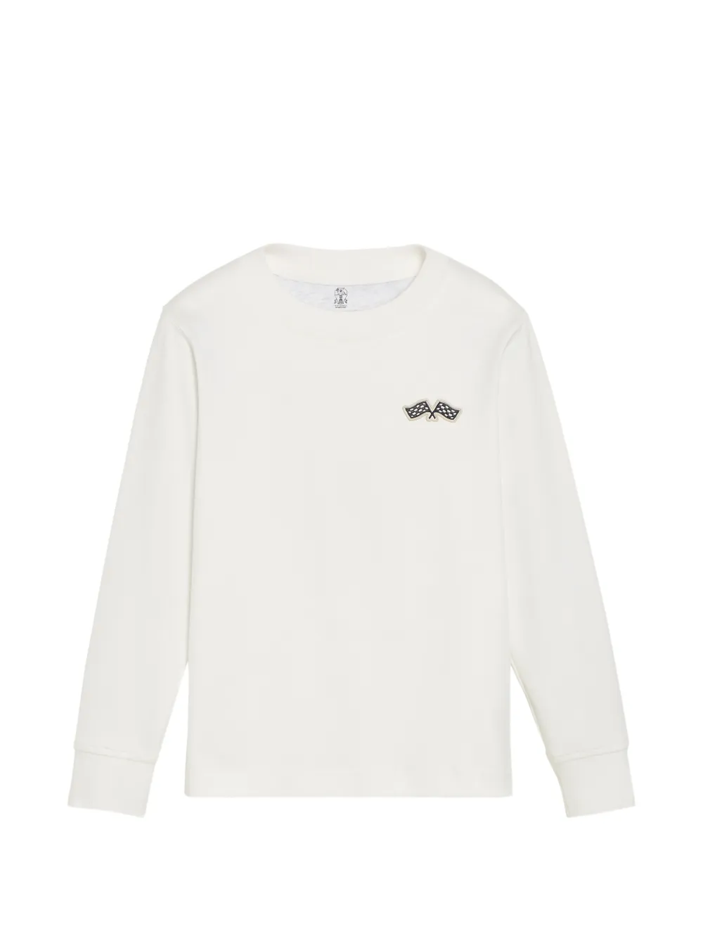 Brunello Cucinelli Kids T-shirt in jersey di cotone con ricamo - Bianco
