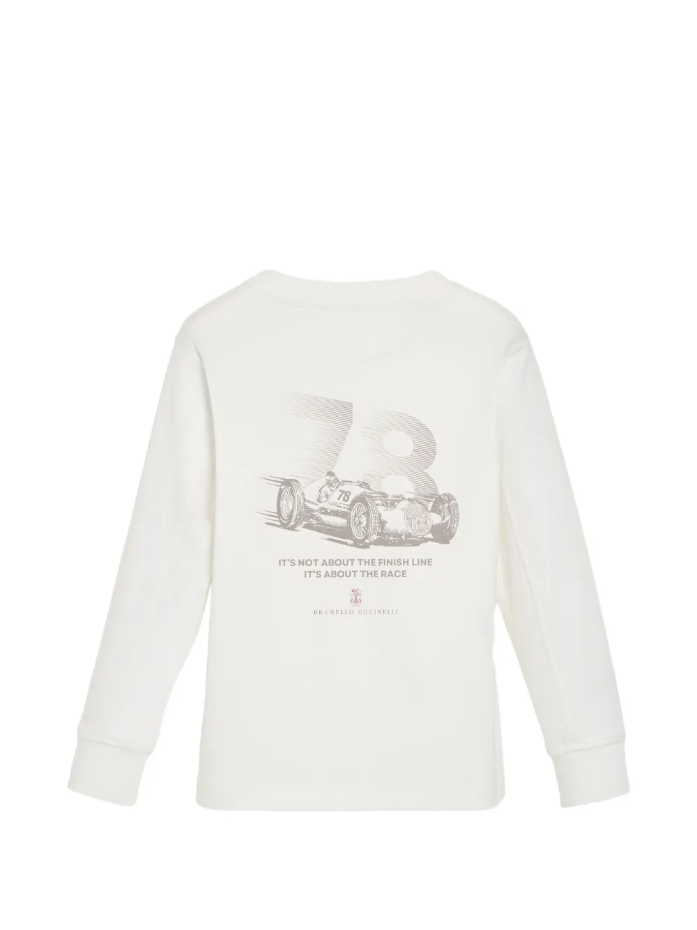 Brunello Cucinelli Kids Katoenen jersey T-shirt met borduurwerk en lange mouwen Wit