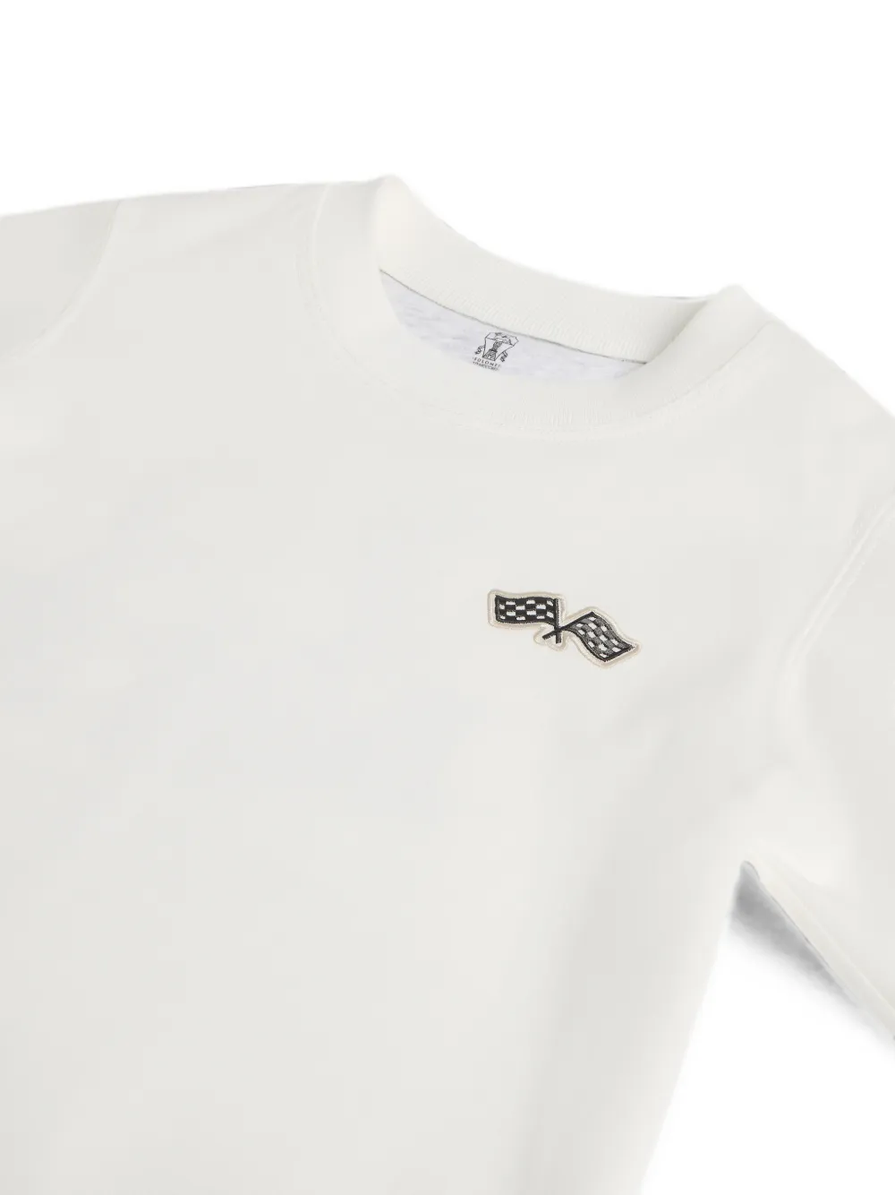Brunello Cucinelli Kids Katoenen jersey T-shirt met borduurwerk en lange mouwen Wit