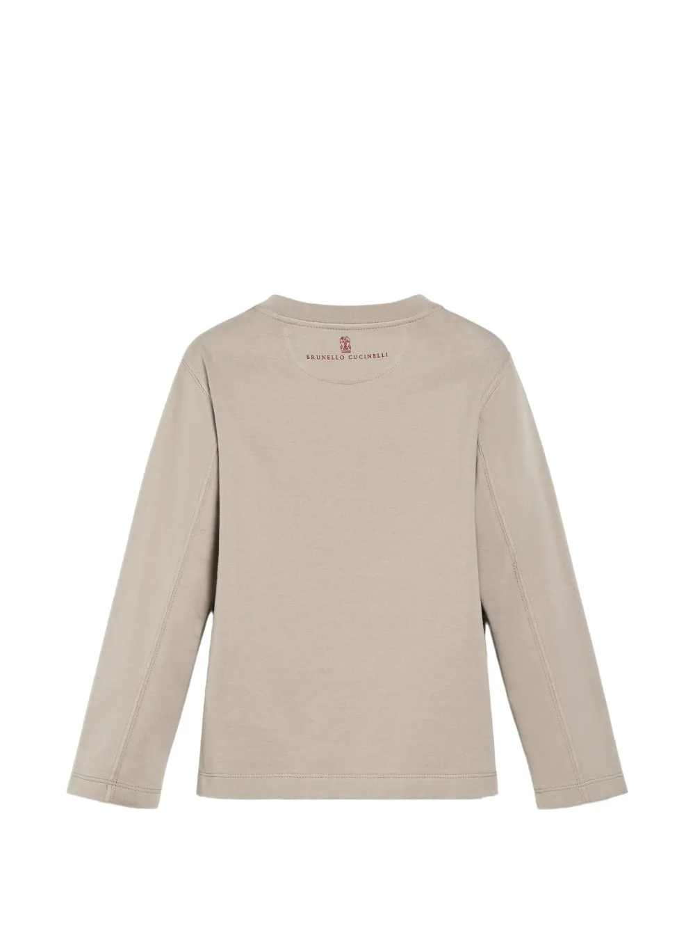 Brunello Cucinelli Kids Katoenen jersey T-shirt met borduurwerk en lange mouwen Grijs