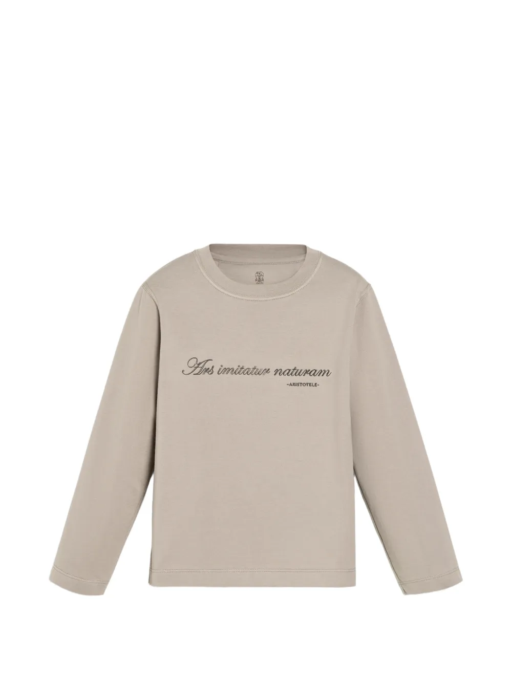 Brunello Cucinelli Kids T-shirt in jersey di cotone con ricamo - Grigio