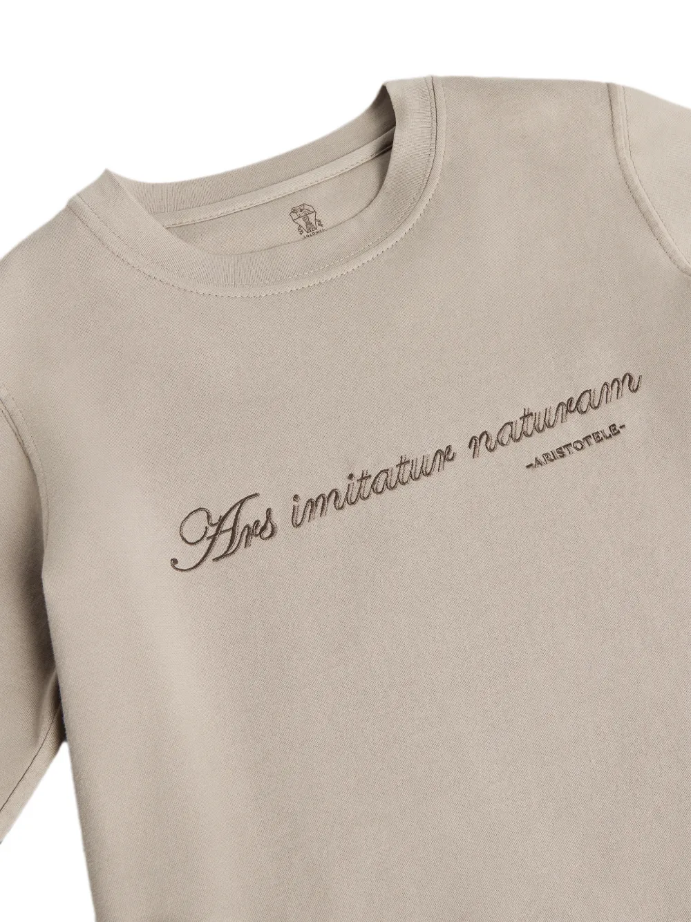 Brunello Cucinelli Kids Katoenen jersey T-shirt met borduurwerk en lange mouwen Grijs