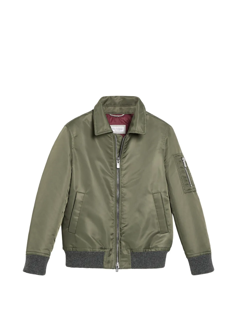 Brunello Cucinelli Kids Wasserabweisende Bomberjacke aus Techno-Satin mit Thermore-Polsterung - Grün