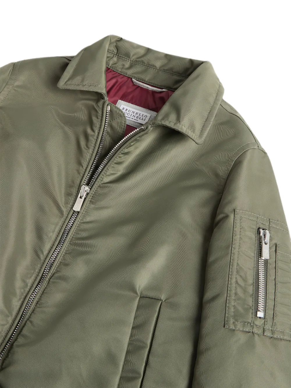 Brunello Cucinelli Kids Waterdichte techno satijnen bomberjack met Thermore voering Groen