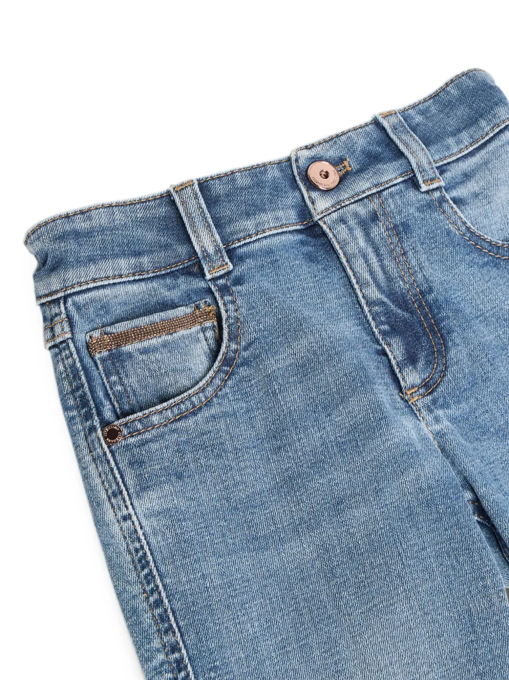 Brunello Cucinelli Kids Comfort denim flared broek met Monili-verfraaiing Blauw
