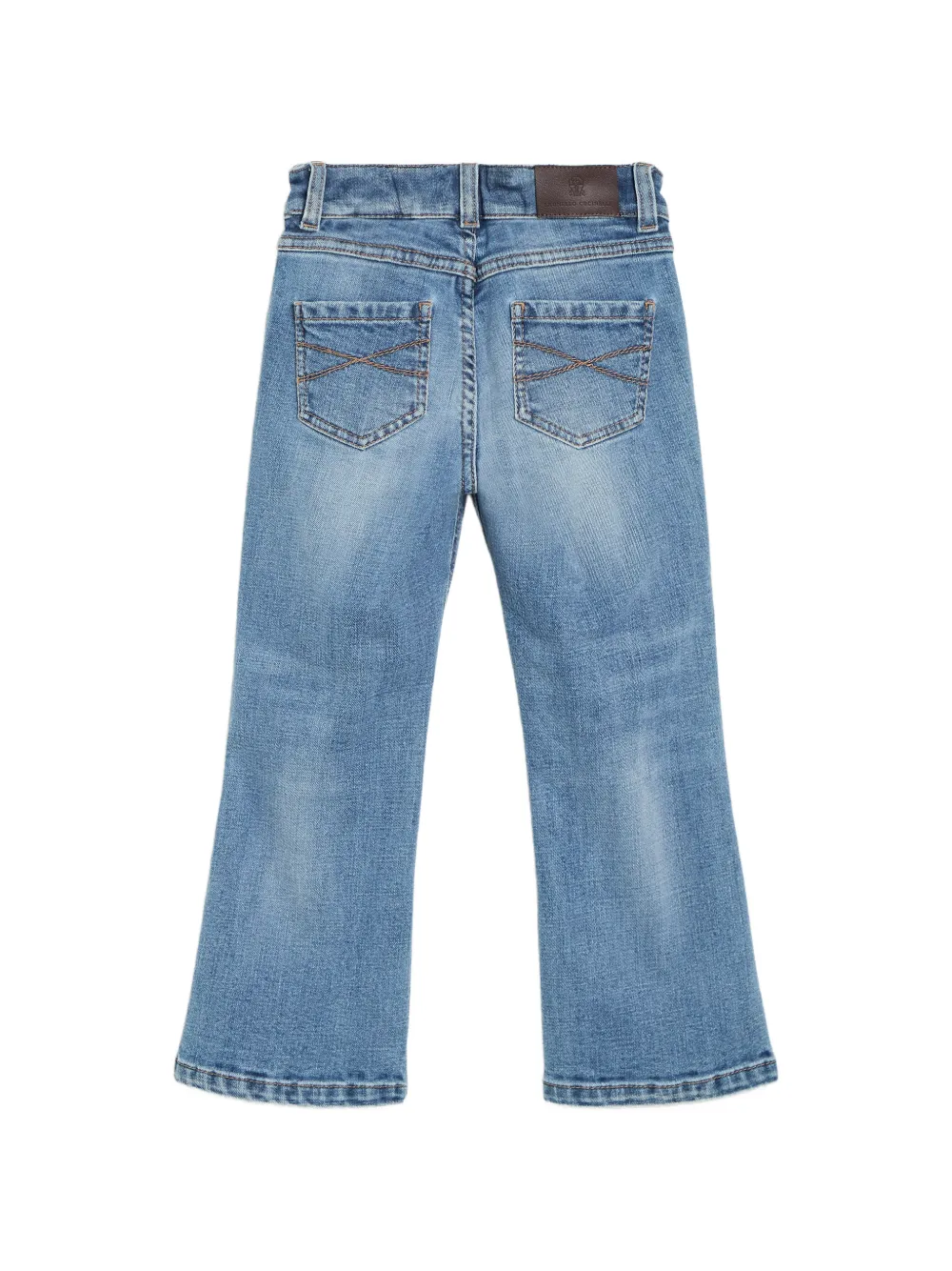 Brunello Cucinelli Kids Comfort denim flared broek met Monili-verfraaiing Blauw