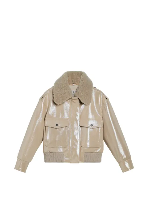 Brunello Cucinelli Kids sparkling nappa leather outerwear jacket with Thermore® padding and detachable merino shearling collar