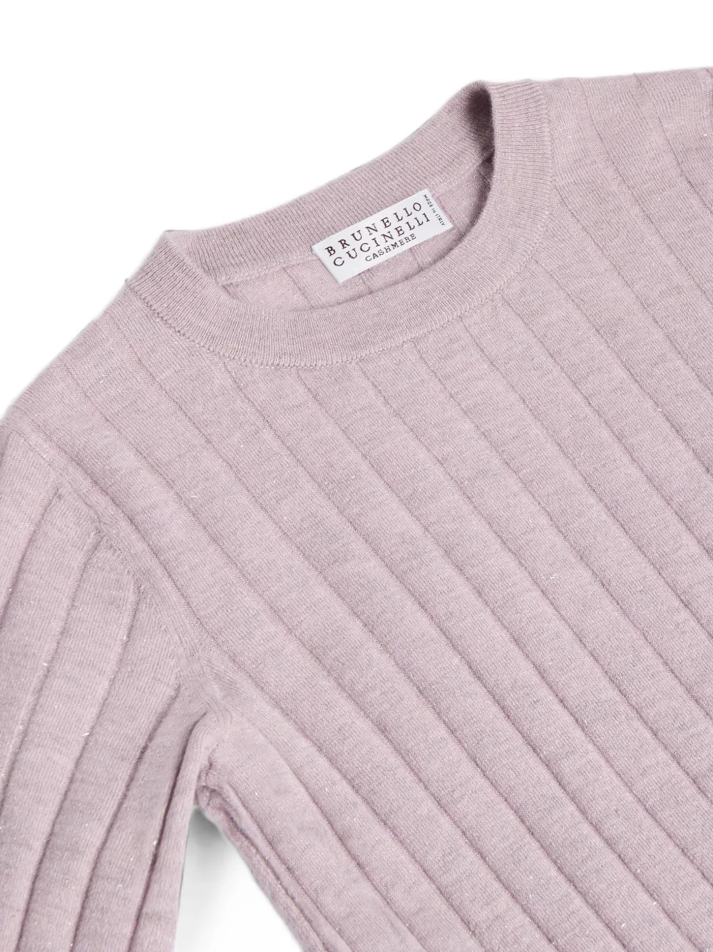 Brunello Cucinelli Kids Geribbelde kasjmier lichtgewicht trui Roze