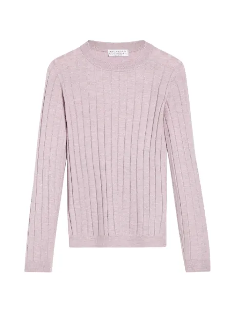 Brunello Cucinelli Kids sparkling cashmere lightweight wide-rib sweater