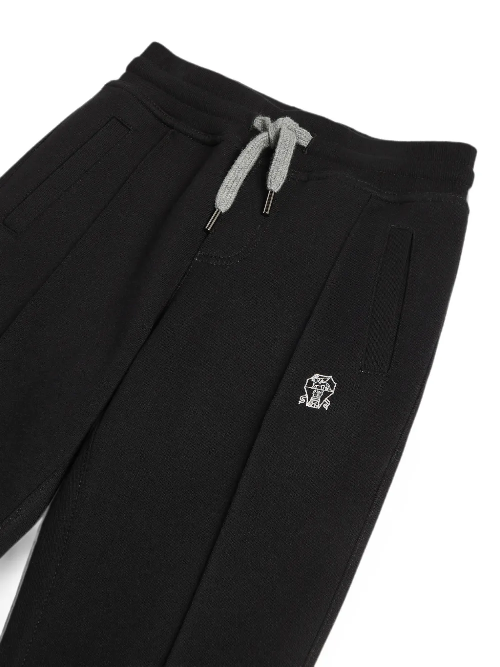 Brunello Cucinelli Kids Badstof trainingsbroek met logo Zwart