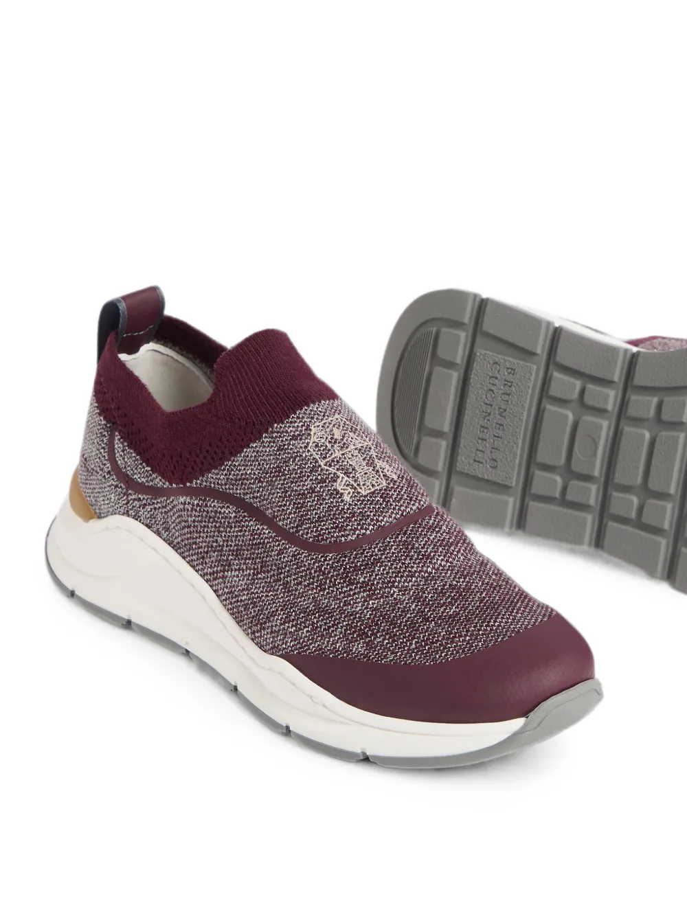 Brunello Cucinelli Kids techno cotton knit runners with heat-bonded details Rood