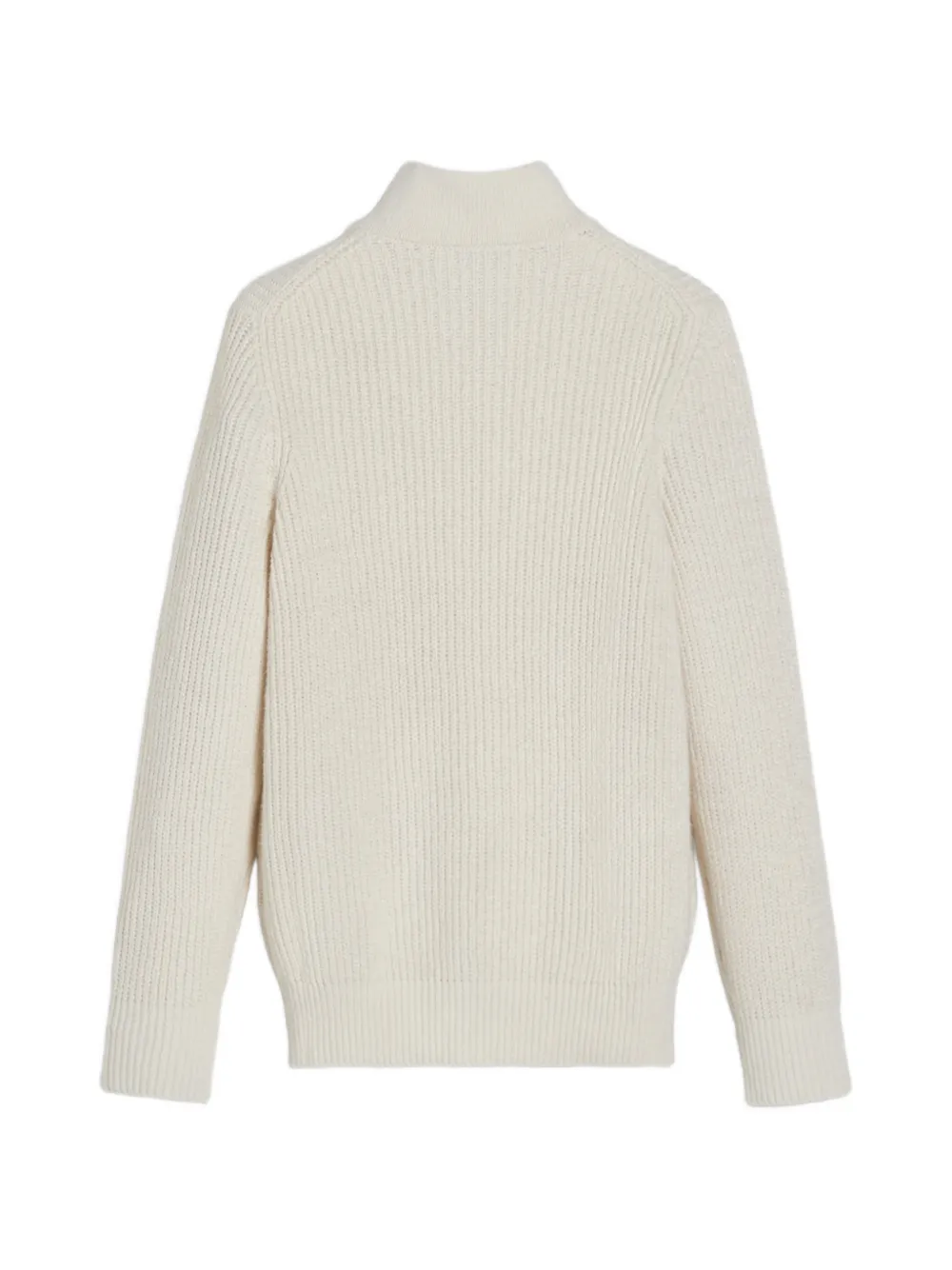 Brunello Cucinelli Kids ribbed-knit high-neck cardigan Beige