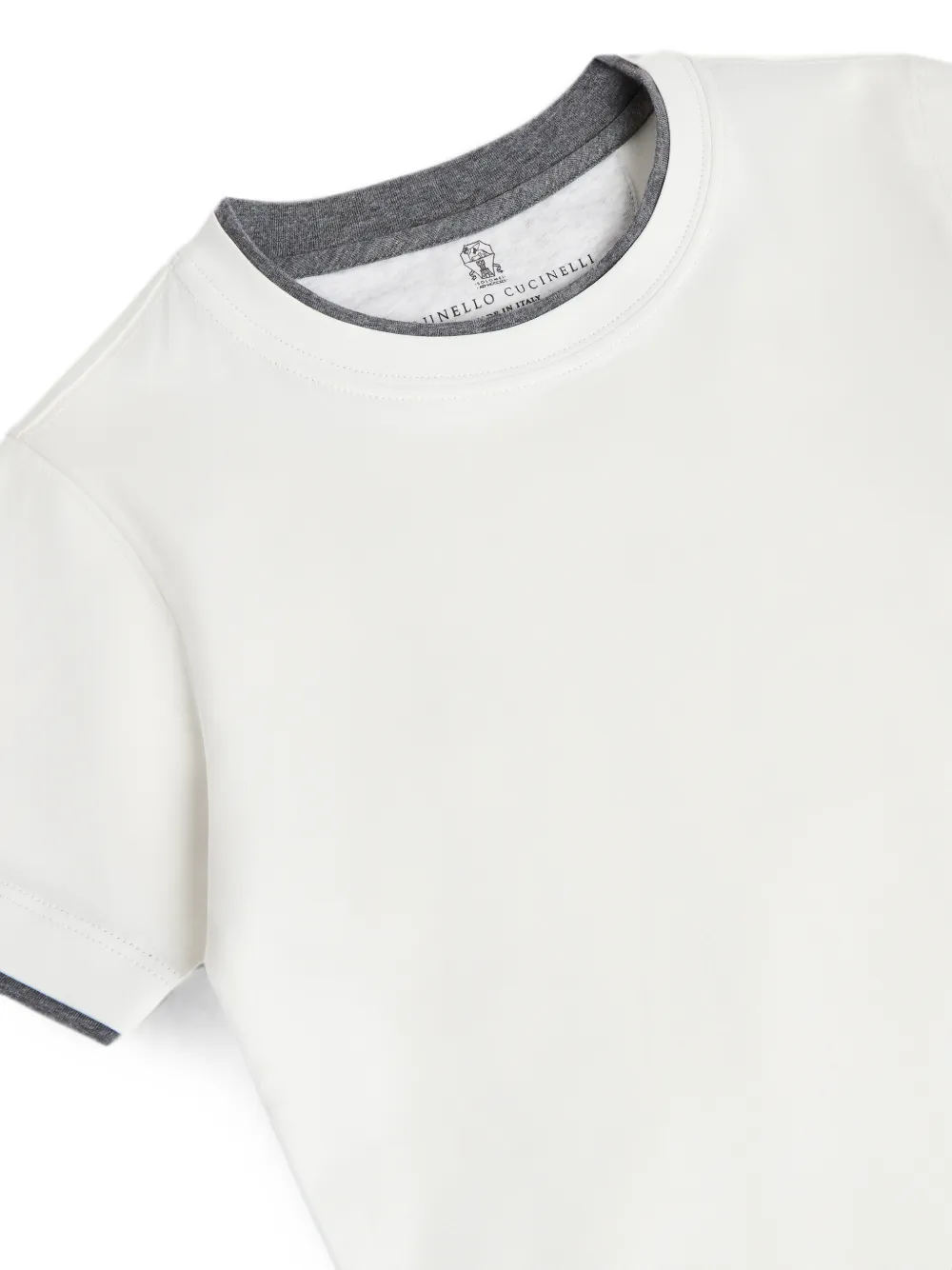 Brunello Cucinelli Kids Katoenen jersey T-shirt met imitatielaag Wit