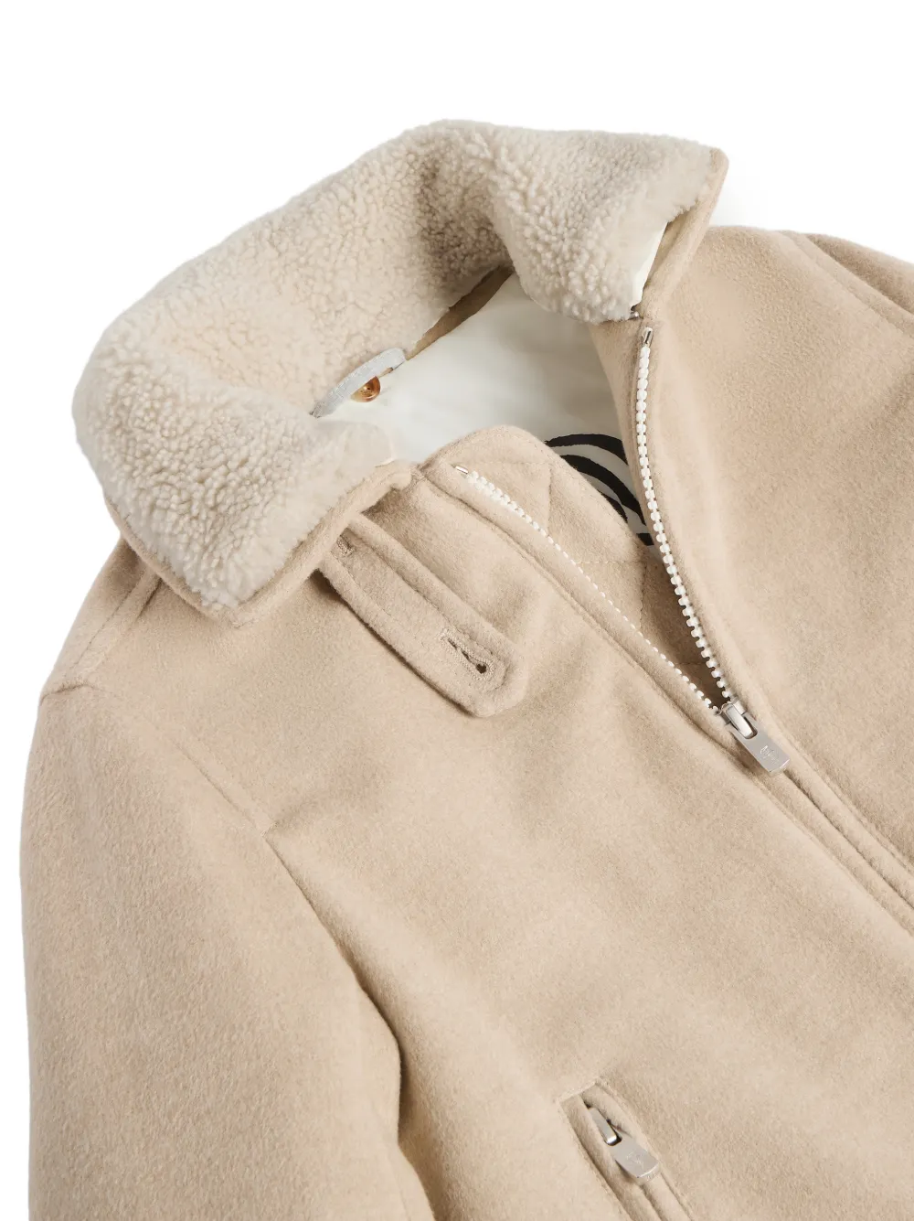 Brunello Cucinelli Kids Jack van scheerwol met Thermore voering en lammy inzetstuk Beige