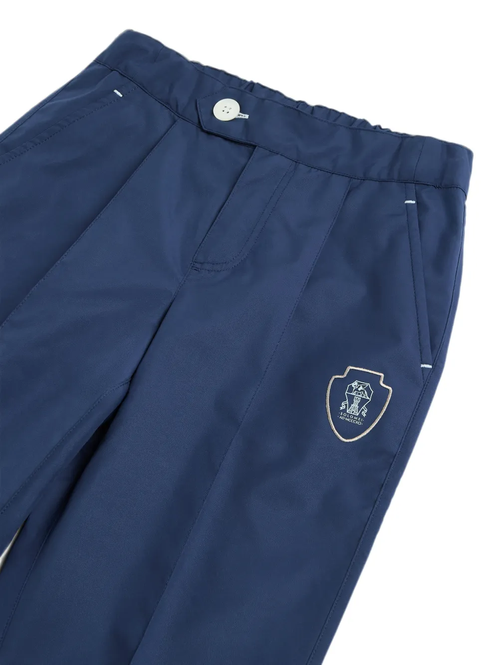 Brunello Cucinelli Kids Broek met logopatch en rits bij de manchetten Blauw
