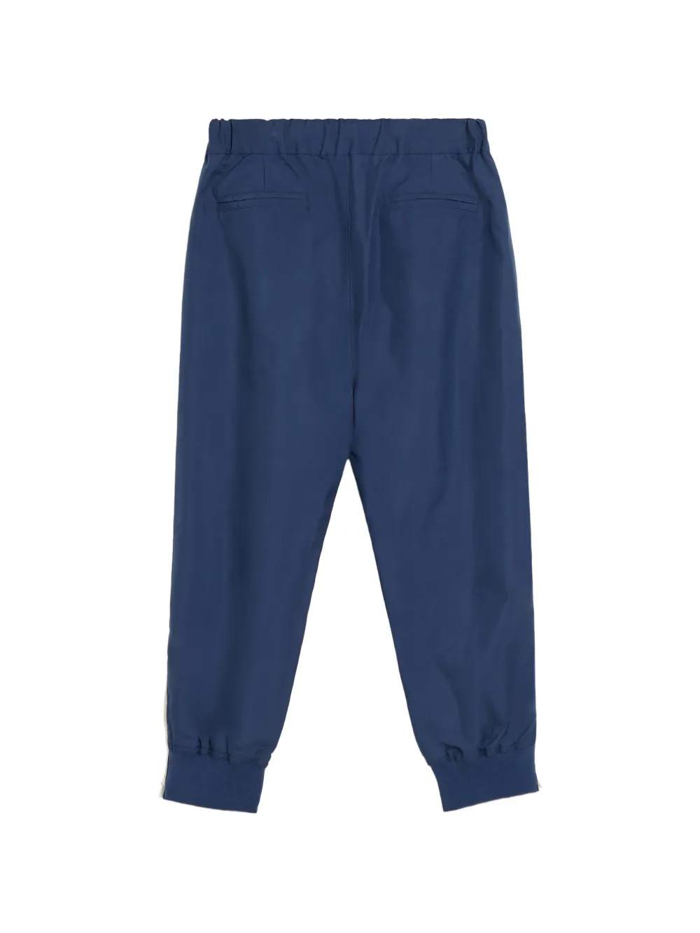 Brunello Cucinelli Kids Broek met logopatch en rits bij de manchetten Blauw