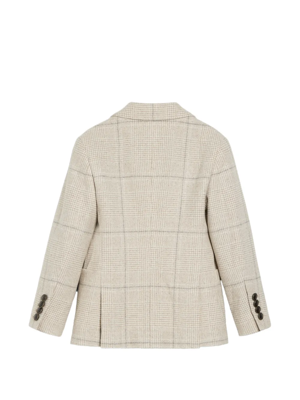 Brunello Cucinelli Kids Prince of Wales flanellen blazer van zijde wol en kasjmier Beige