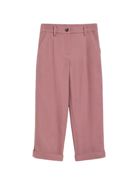 Brunello Cucinelli Kids cotton and wool cover slouchy trousers with Monili